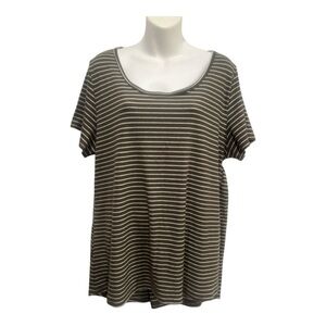 LuLaRoe Striped tee shirt olive green & white 2XL